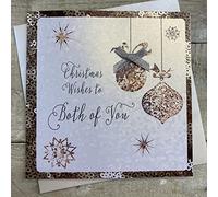 WHITE COTTON CARDS C4-by"Christmas Wishes to Both of You" Handmade Christmas Card"