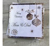 White Cotton Cards C4-MAMD "Mam & Dad" Handmade Christmas Card