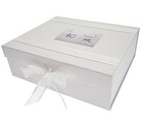 WHITE COTTON CARDS C40A4 40th Birthday, Large Keepsake, Coupé Glass, Wood, 27.2x32x11 cm