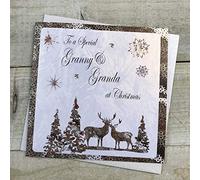 White Cotton Cards C5-GY-GDA "to a Special Granny & Granda" Handmade Christmas Card