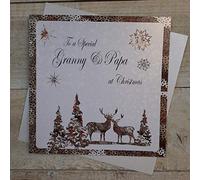 White Cotton Cards C5-GYPA"to a Special Granny & Papa" Handmade Christmas Card