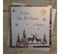 White Cotton Cards C5-Spar "Son & Partner" Handmade Christmas Card