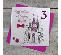 WHITE COTTON CARDS Castle Happy Gorgeous Princess Handmade 3rd Birthday Card, GLA3g