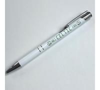 WHITE COTTON CARDS Celtic FC Bhoys Bold Boys NO. 1 FOOTBALL SPORT FAN RECYCLED ALUMINIUM BALLPOINT PEN TEAM NAME TEAM COLOUR STOCKING FILLER WRITING NOVELTY GIFT (PEN-9)