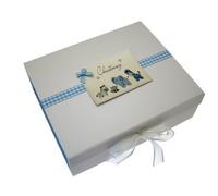 White Cotton Cards Christening A4 Toys Range Keepsake Box (Blue)