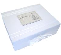 White Cotton Cards Christening Church A4 Keepsake Box