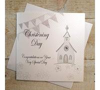 WHITE COTTON CARDS Congratulations On Your Very Special Day, Handmade Christening Card (Silver, Church)