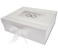 White Cotton Cards Civil Partnership, Wedding Rings, Handmade, Large Keepsake Box. (CP2X)