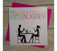 WHITE COTTON CARDS Code N58 Huge Congratulations To You! Happy Engagement Hand Finished Engagement Card