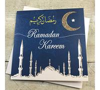 white cotton cards Ramadan Kareem, Handmade Islamic Celebration Card, Code R1