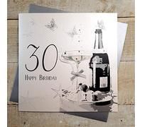 white cotton cards Code XDSA30 Large 30th Birthday Card Champagne and Chocolates