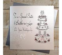 white cotton cards Code XLBd4 To A Special Sister and Brother-in-Law on Your Wedding Day Handmade Large Wedding Card