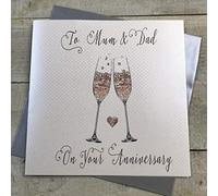 WHITE COTTON CARDS Code XLWB45 To My Mum and Dad on Your Anniversary, Handmade Large Anniversary Card Champagne Glases