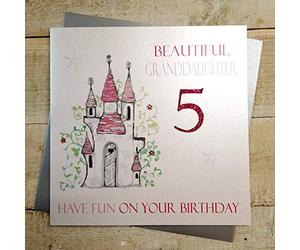 WHITE COTTON CARDS Code XND5-GD Princess Castle Beautiful Granddaughter 5 Have Fun On Your Birthday Handmade 5th Birthday Card