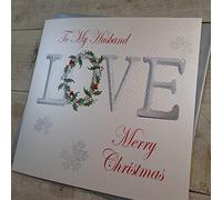 White Cotton Cards Code Xx14-23 to My Husband Love' Merry Christmas Handmade Large, Christmas Card