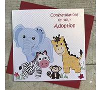 white cotton cards "Congratulations On Your Adoption Handmade Card, White, PD124