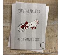 WHITE COTTON CARDS Congratulations You've Graduated Card - Cute Scroll Character, Hand decorated with Glitter and Gems (DO61)