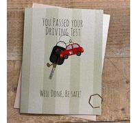 WHITE COTTON CARDS Congratulations You've Passed Driving Test Card - Cute Car Keys Character, Hand decorated with Glitter and Gems (DO63)
