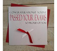 WHITE COTTON CARDS Congratulations You've Passed Your Exams Sp Proud of You, Handmade Card (Scroll, Code N41)