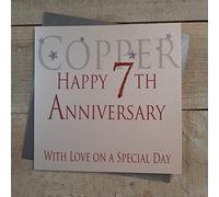 WHITE COTTON CARDS Copper Happy 7th Love On A Special Day, Handmade Anniversary Card (Code AW7)