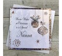 WHITE COTTON CARDS Cotton Cards C4-NNA""to a Special Nanna"" Handmade Christmas Card"