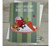 WHITE COTTON CARDS Cute Santa's on his Way Plate Cartoon Doodlebug Christmas Card (DX9)