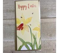 WHITE COTTON CARDS DAFFODILS EASTER MONEY GIFT WALLET FROM (WBW-E15)