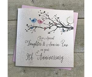 WHITE COTTON CARDS Daughter & Son-in-Law 9th Wedding Anniversary Card Ninth Willow Birds and Tree branch PD193-9
