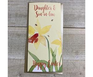 WHITE COTTON CARDS DAUGHTER & SON-IN-LAW DAFFODILS - EASTER MONEY GIFT WALLET FROM (WBW-E17)