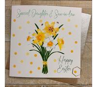 WHITE COTTON CARDS DAUGHTER & SON IN LAW - EASTER DAFFODILS CARD (E26-6-DS)