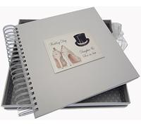 White Cotton Cards Daughter/Son-in-Law Wedding Day Card and Memory Book (Top Hat/Shoes)