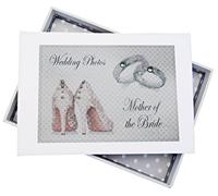 White Cotton Cards Day, Mother of the Bride Mini Photo Album, Shoes and Wedding Rings design, Board, 12.5 x 17.5 x 2.5 cm