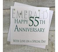 white cotton cards Emerald Happy 55th Love On A Special Day, Handmade Anniversary Card (Code AW55)