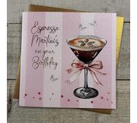 WHITE COTTON CARDS ESPRESSO MARTINI BIRTHDAY CARD, HAND FINISHED (DP220)