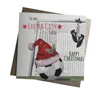 WHITE COTTON CARDS EXETER CITY - FOOTBALL & SANTA HAT - FOOTBALL CHRISTMAS CARD (FFX100)