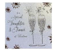 White Cotton Cards F1-DF"Daughter & Fiancé" Handmade Christmas Card,16 x 16 cm