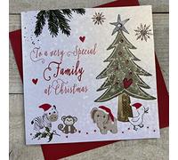 WHITE COTTON CARDS F2-FAM""to a Very Special Family"" Handmade Christmas Card",16 x 16 cm