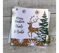 White Cotton Cards F3-UA"Uncle & Auntie" Handmade Christmas Card