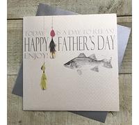WHITE COTTON CARDS FATHER'S DAY CARD - FISHING HANDMADE (DG2)