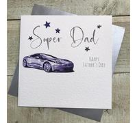 WHITE COTTON CARDS FATHER'S DAY CARD -SUPER DAD-CAR- Handmade (S-D8)