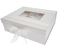 White Cotton Cards Favourite Memories, Large Keepsake Box, Vintage Butterflies, BU2X, Board, 27.2 x 32 x 11 cm
