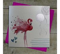 WHITE COTTON CARDS Flamingo Blank Card, Pink, PD133