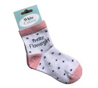 WHITE COTTON CARDS FLOWERGIRL SOCKS - WHITE WITH GLITTER THREAD - Novelty Socks. Size UK Childs 6-12 (age 3-7) (SK41)