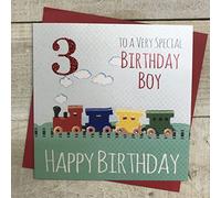 White Cotton Cards G81-3 "Train to A Very Special Birthday Boy" Handmade 3Rd Birthday Card
