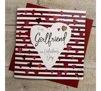 WHITE COTTON CARDS GIRLFRIEND VALENTINE'S DAY CARD, HAND FINISHED (V26-16)