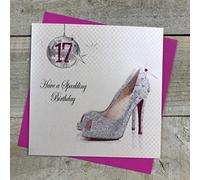 WHITE COTTON CARDS Glitter Ball & Shoes, Have a Sparkling 17" Handmade 17th Birthday Card, PDA17
