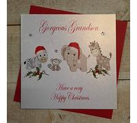White Cotton Cards Gorgeous Grandson Have A Very Happy Handmade Christmas Card (Toys Design) Code x14-43