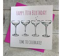 WHITE COTTON CARDS Gorgeous Things Range Happy Time to Celebrate Handmade 70th Birthday Card, E9-70