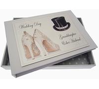 White Cotton Cards Granddaughter and Husband Wedding Day Tiny Album (Top Hat/Shoes)