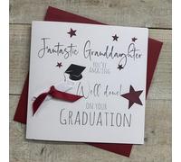WHITE COTTON CARDS GRANDDAUGHTER - GRADUATION CONGRATULATIONS CARD, HAND FINISHED (S134-GD)